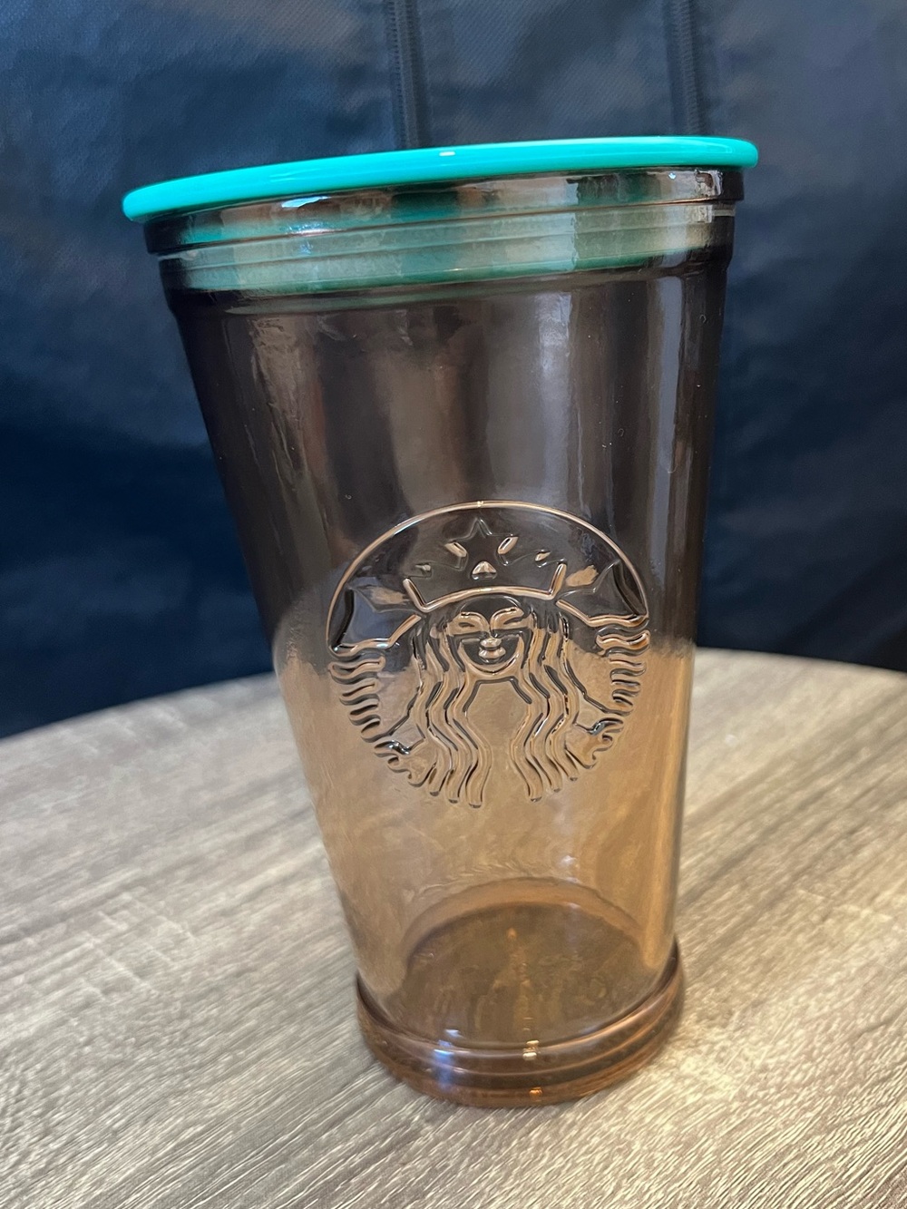 Starbucks Made in Spain Recycled Glass Amber Tumbler 16oz with Teal
Lid